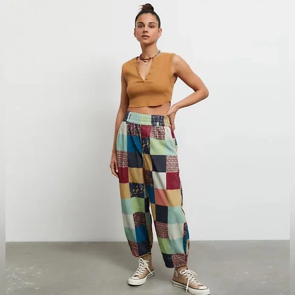 Urban Outfitters Multicolor Patchwork Zaria Cropped Pants - Picture 1 of 16